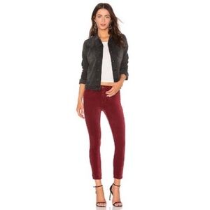 L'AGENCE Margot High Rise Cropped Skinny Jeans Redstone Coated Size 24